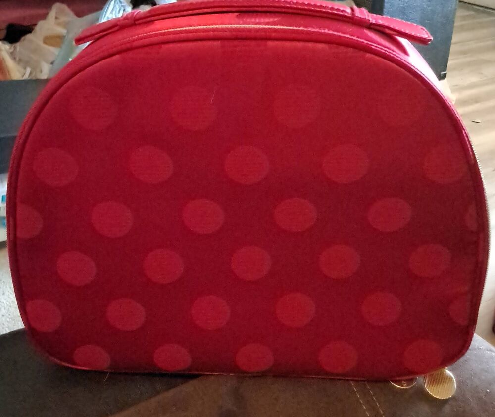 NWOT~Large Estee Lauder Double Side Zippered Red Satin Cosmetic Case